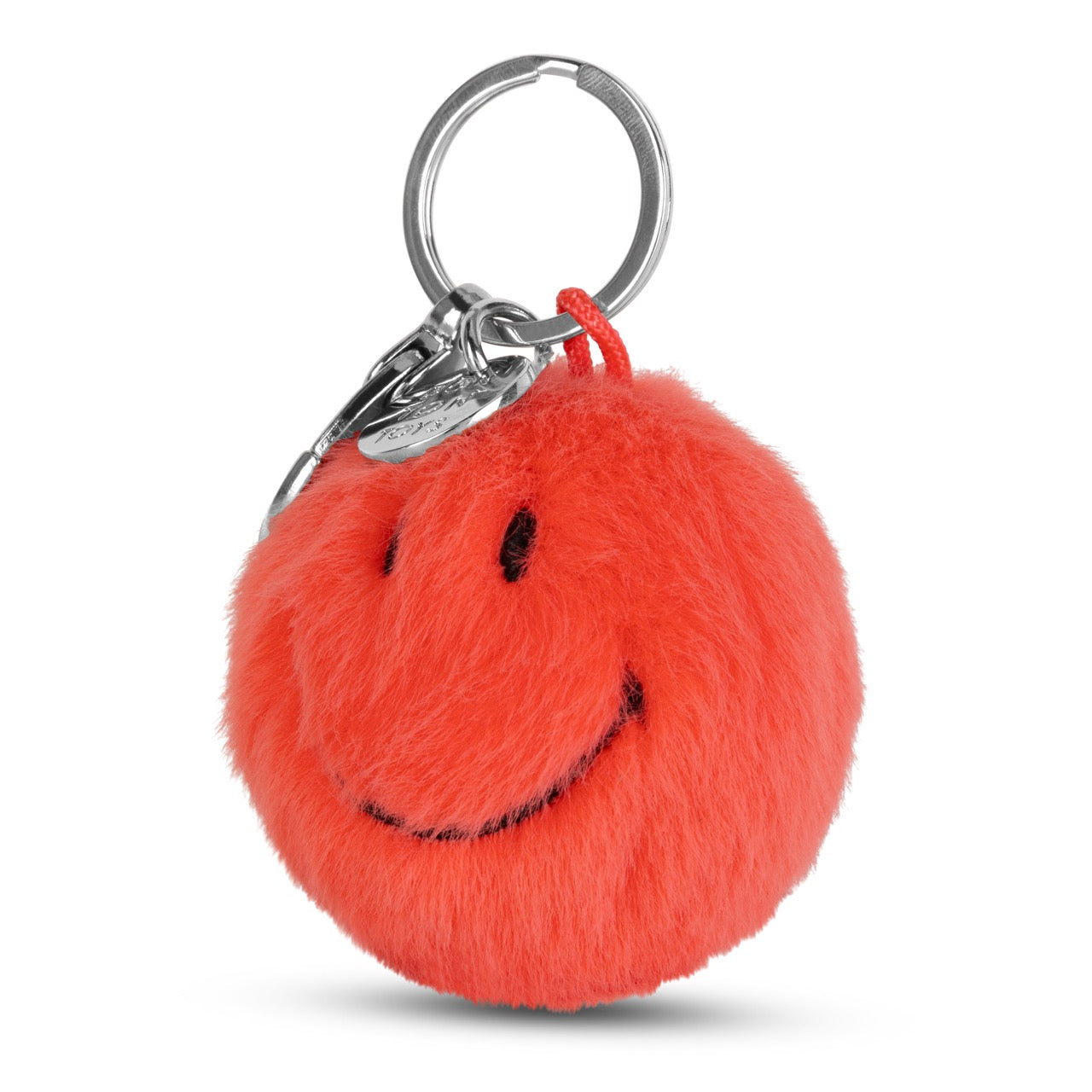 Smiley Keychain ECO Fuzzy Bright Coral 5.5cm