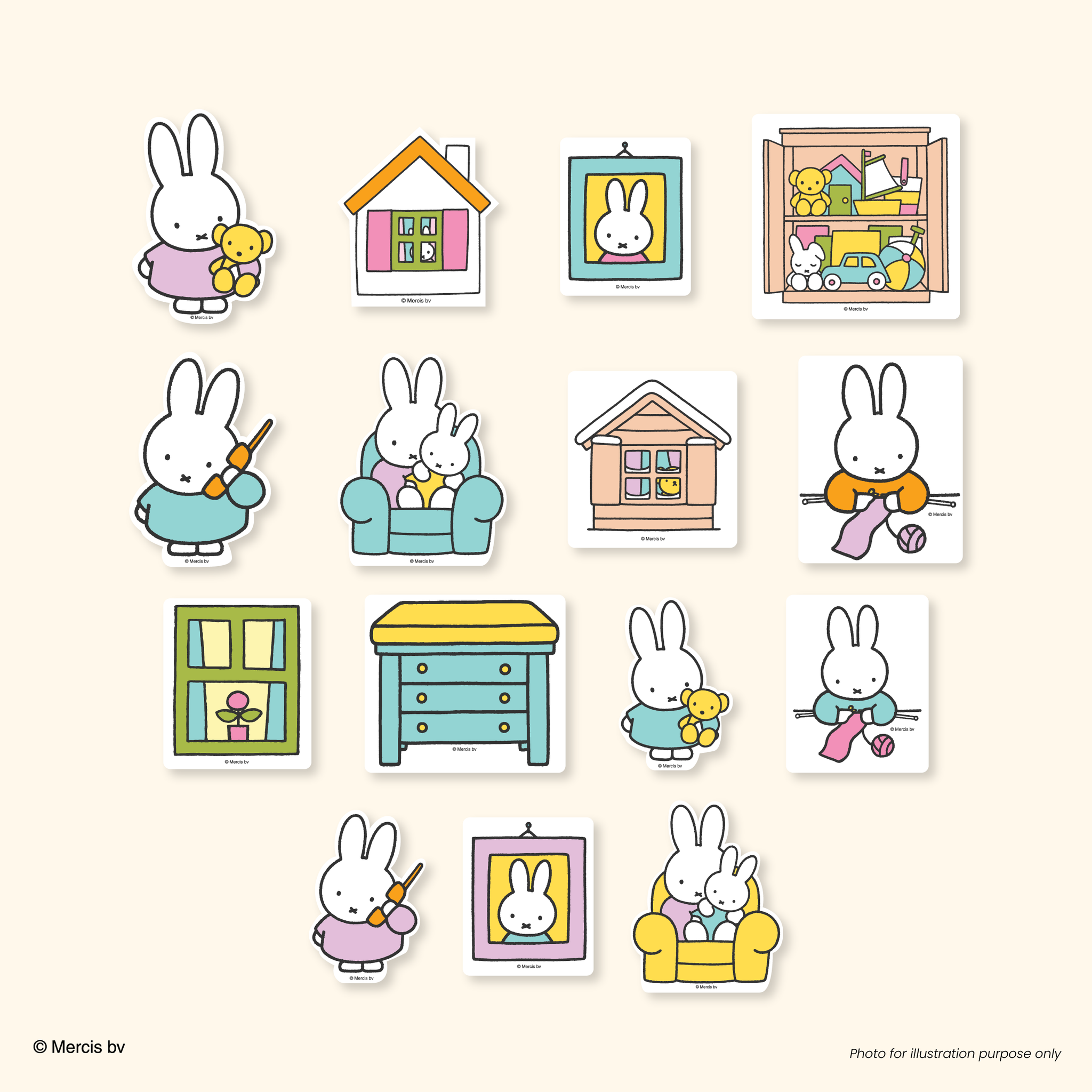 Miffy 70th Stickers Pack Cozy Home