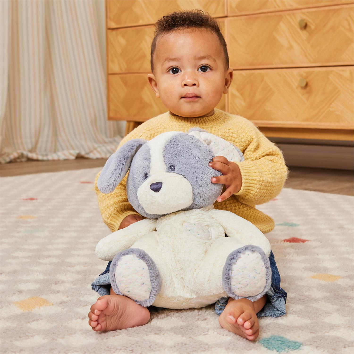 Baby Gund Oh So Snuggly Grey and White Puppy 12.5 Inches