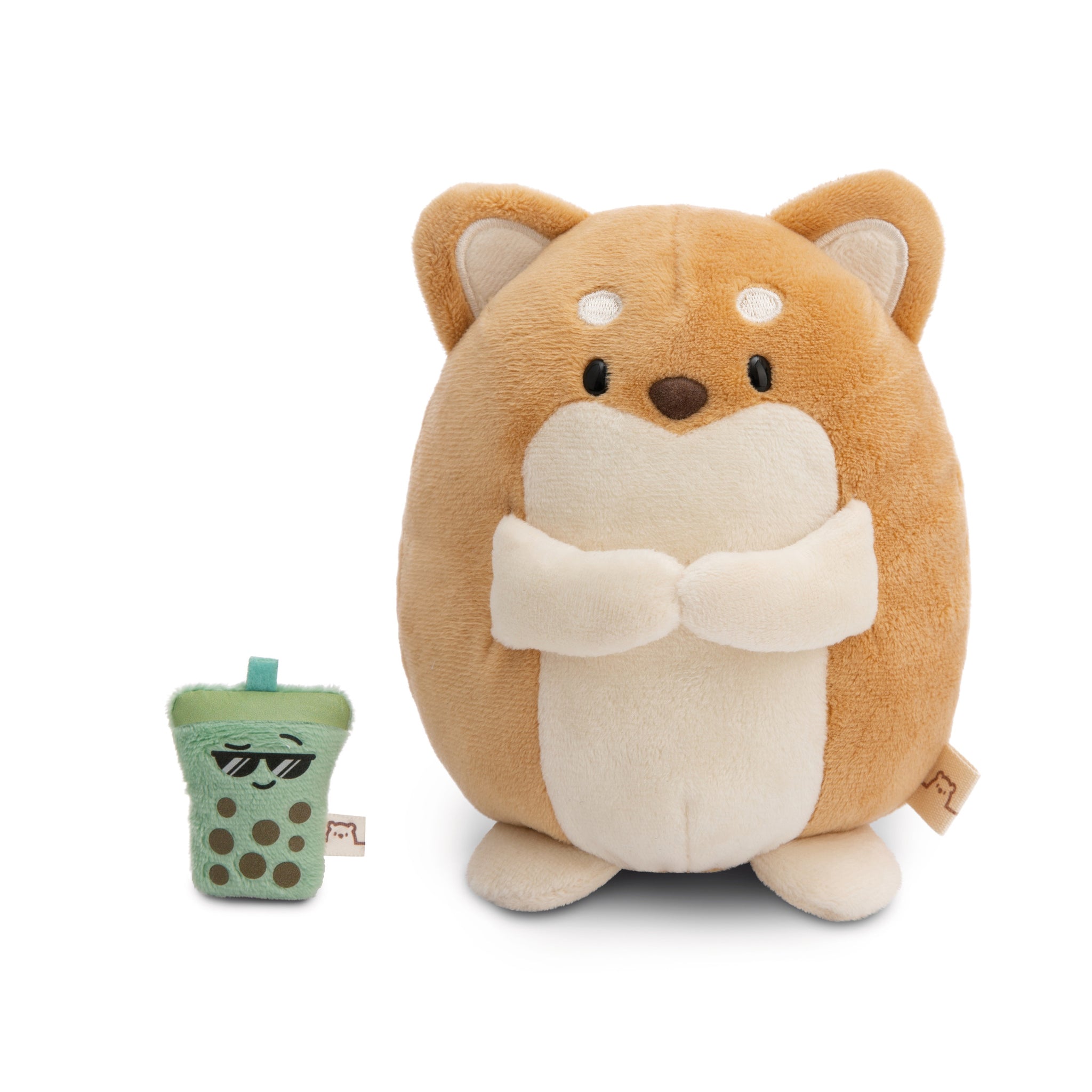 NICI Dog Hiro with Bubble Tea in Giftbox 16cm