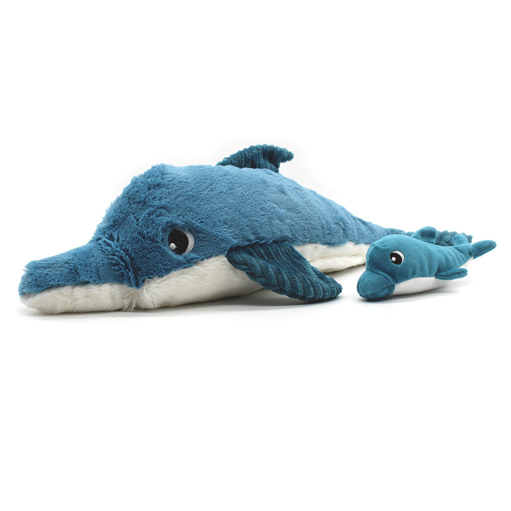 Les Deglingos Ptipotos The Dolphin Mom & Baby Blue 50cm