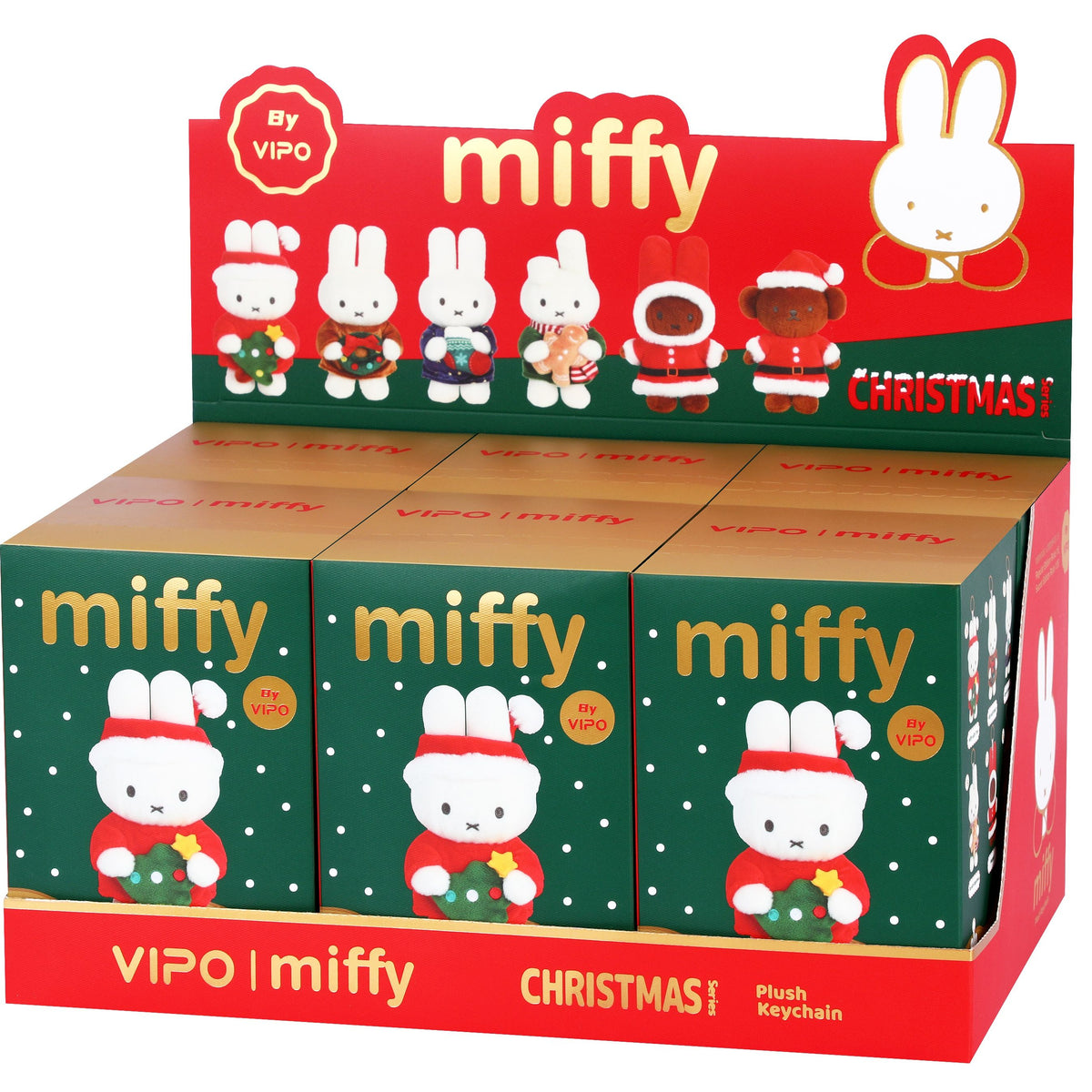 VIPO Miffy Christmas Keychain Blind Box CDU of 6