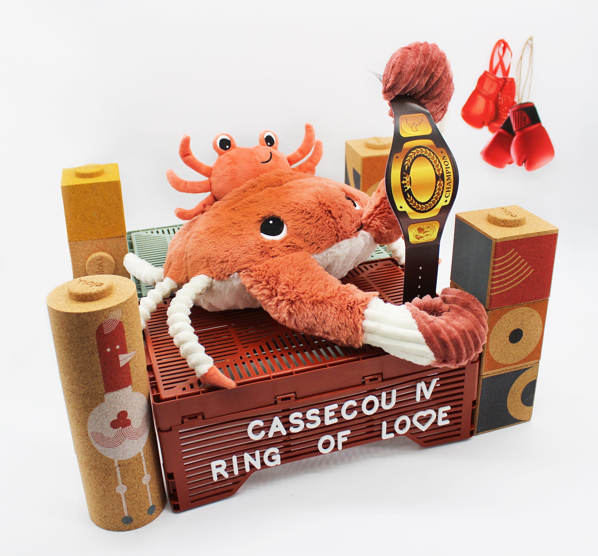 Les Deglingos Ptipotos The Crab Mom & Baby Terracotta 46cm
