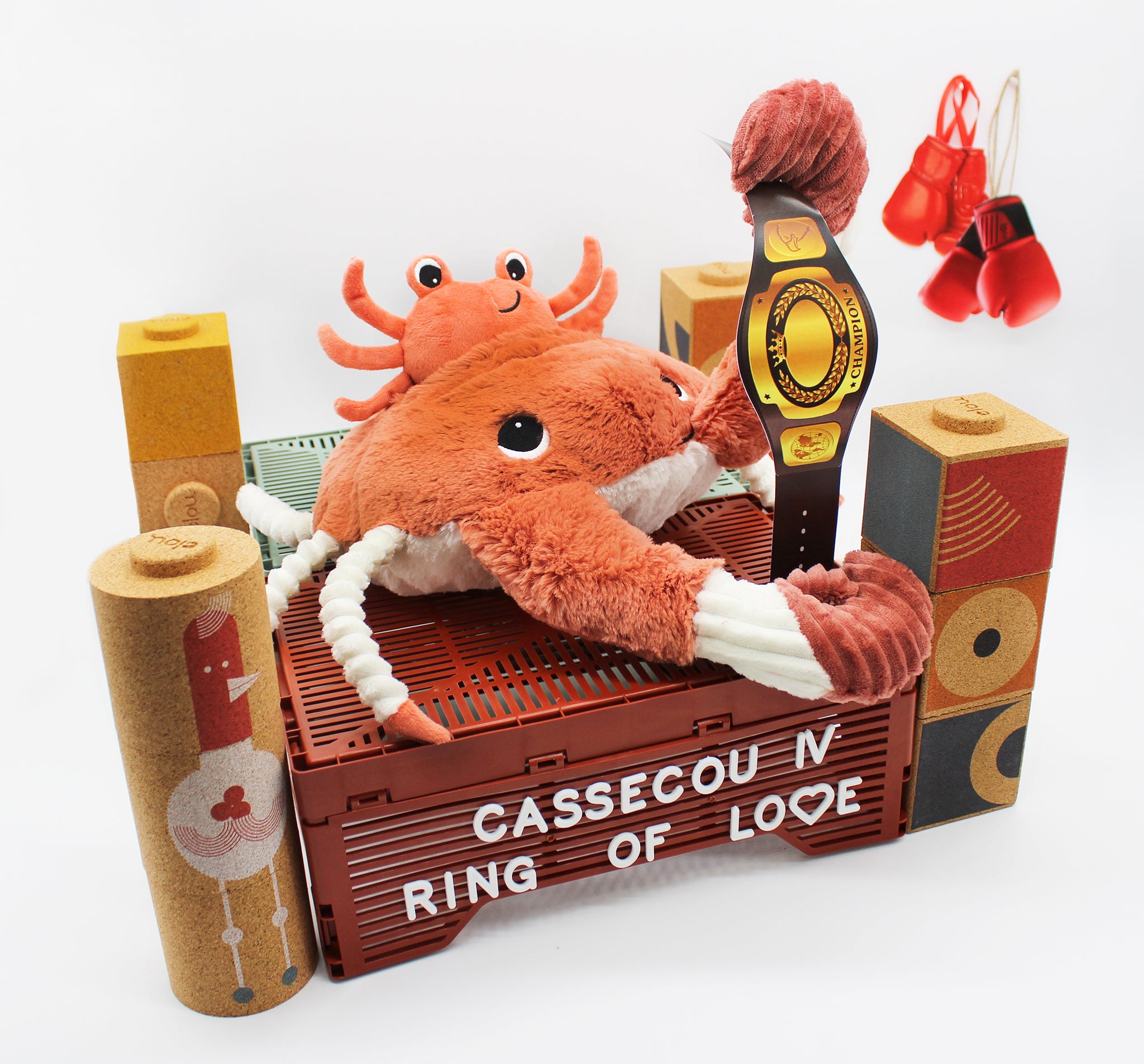 Les Deglingos Ptipotos The Crab Mom & Baby Terracotta 46cm