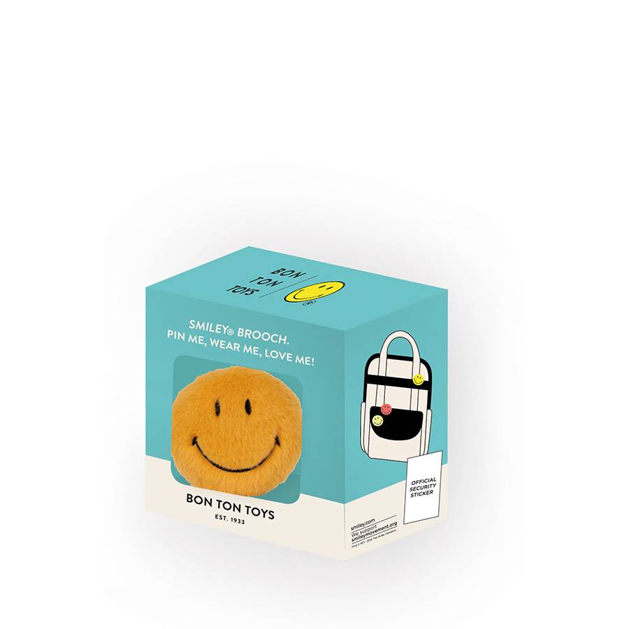 Smiley ECO Fuzzy Brooch in Giftbox Yellow 6cm